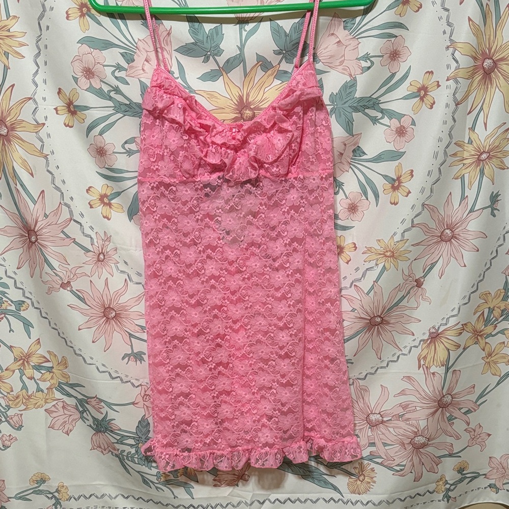 In Bloom Pink Floral Lace Chemise